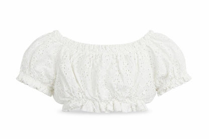 Womens UK Size S Pull&Bear White Cropped Blouse