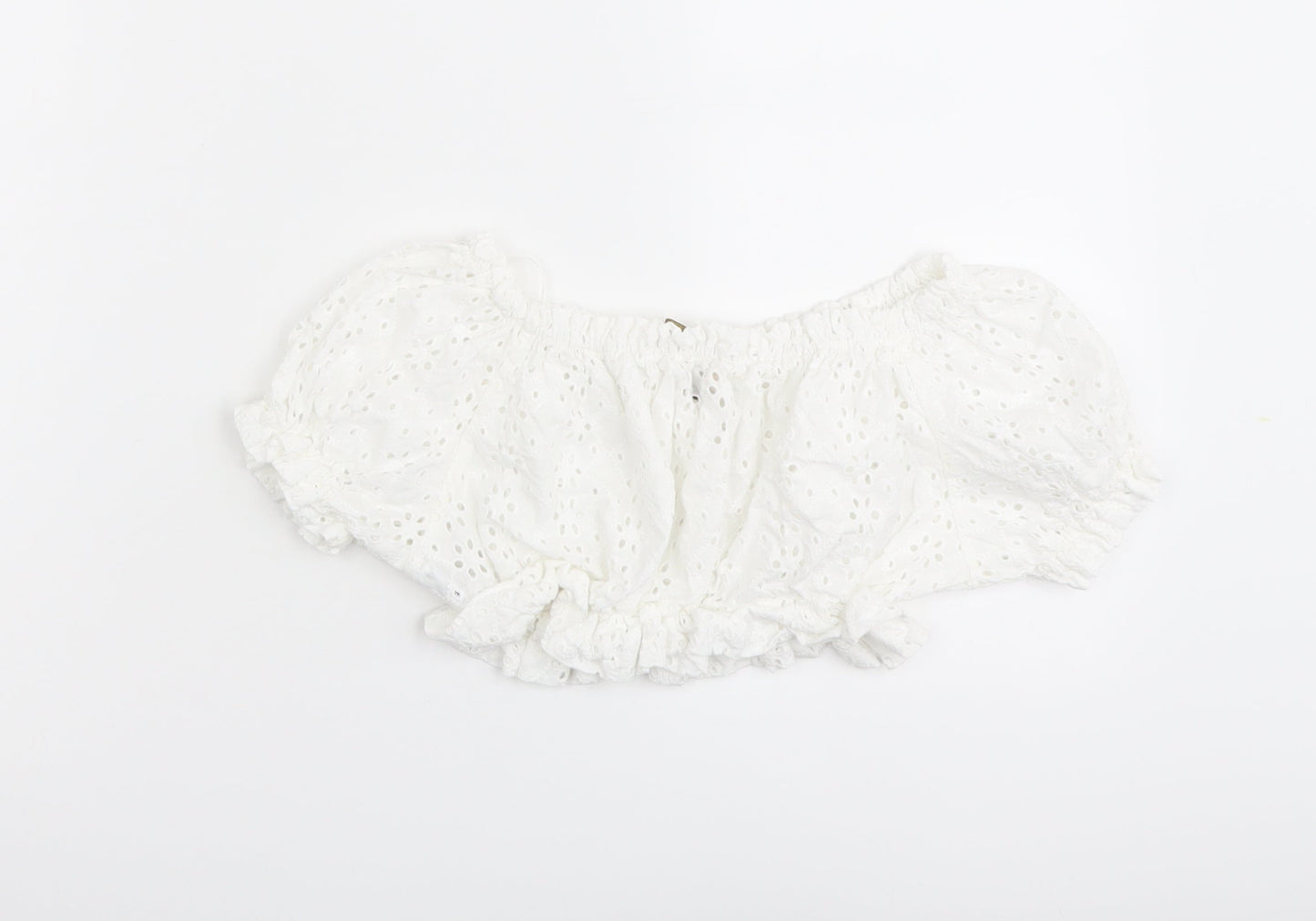 Womens UK Size S Pull&Bear White Cropped Blouse