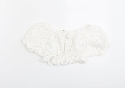 Womens UK Size S Pull&Bear White Cropped Blouse