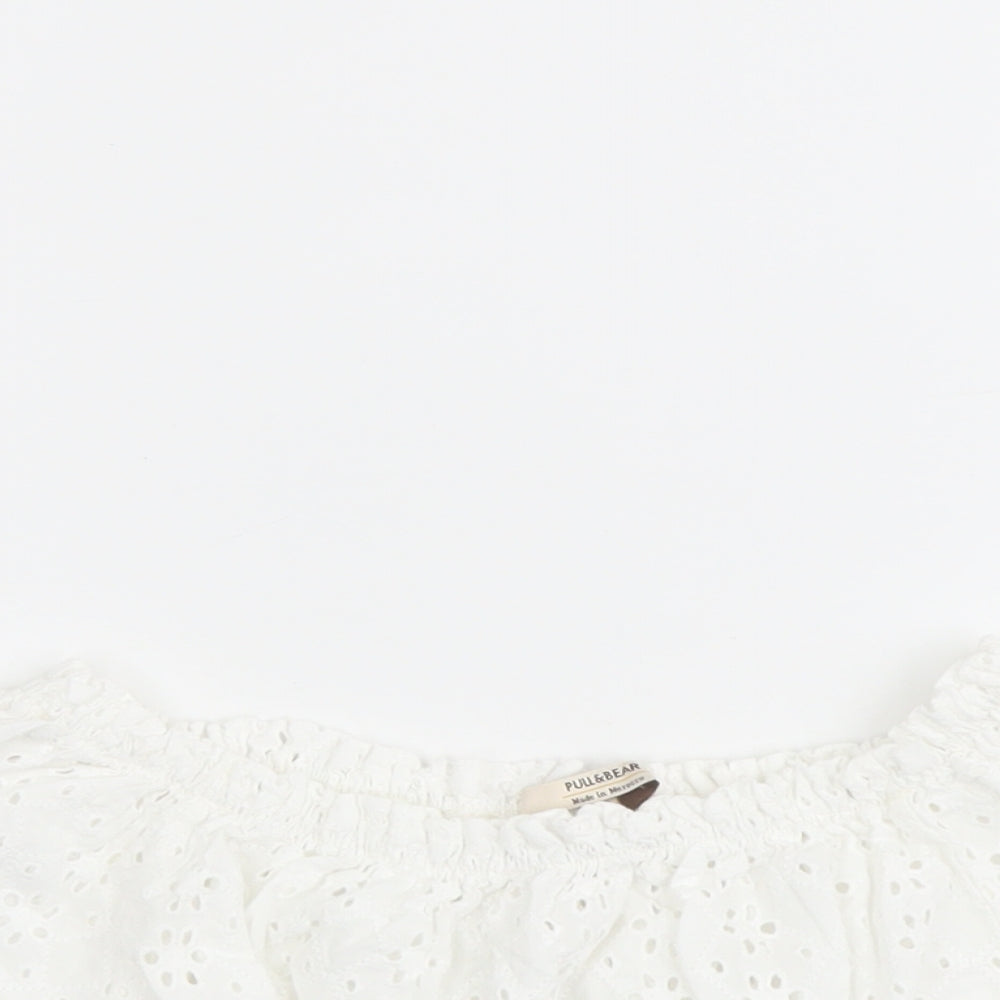 Womens UK Size S Pull&Bear White Cropped Blouse