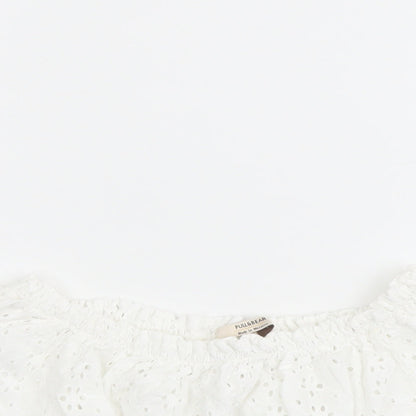Womens UK Size S Pull&Bear White Cropped Blouse