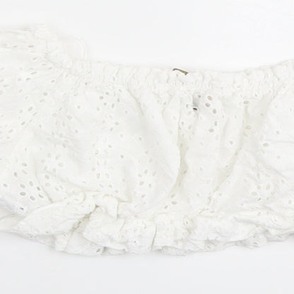 Womens UK Size S Pull&Bear White Cropped Blouse