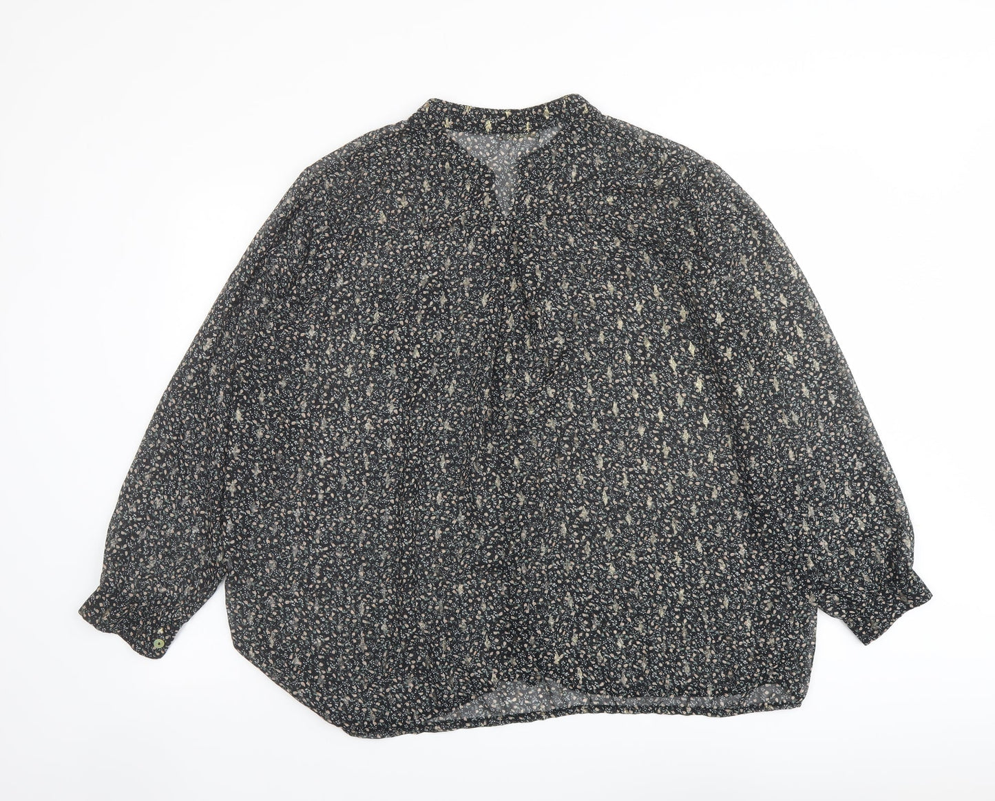 Sarta Womens Black Geometric Polyester Basic Button-Up Size M V-Neck