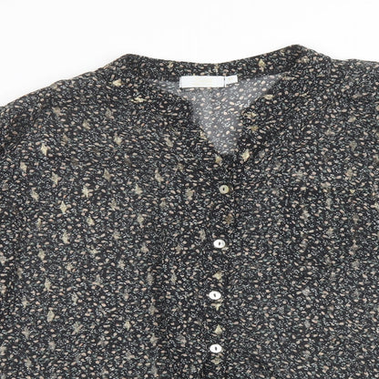 Sarta Womens Black Geometric Polyester Basic Button-Up Size M V-Neck