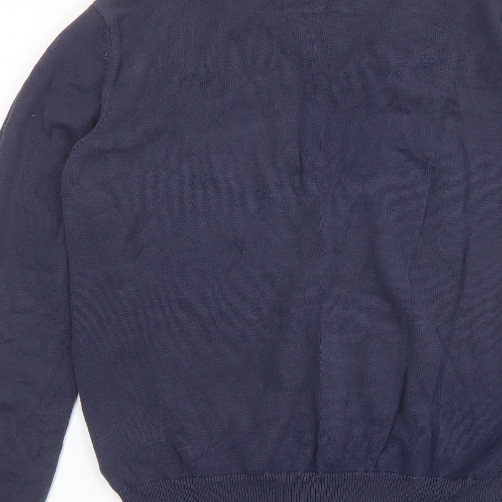 Esprit Mens Blue Square Neck Striped Cotton Pullover Jumper Size L Long Sleeve