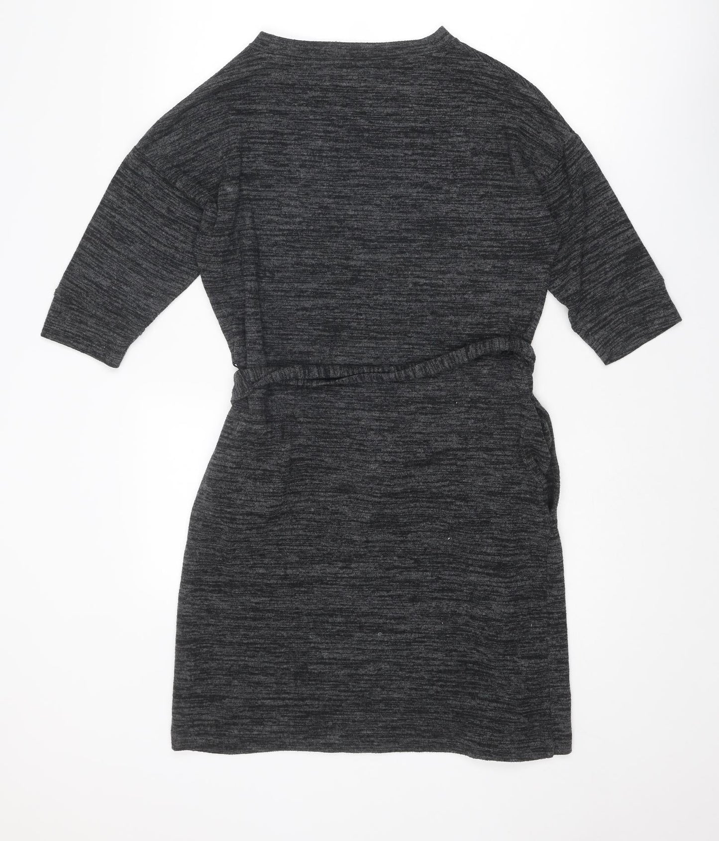 Classic Womens Grey Viscose Jumper Dress Size 6 Round Neck Pullover
