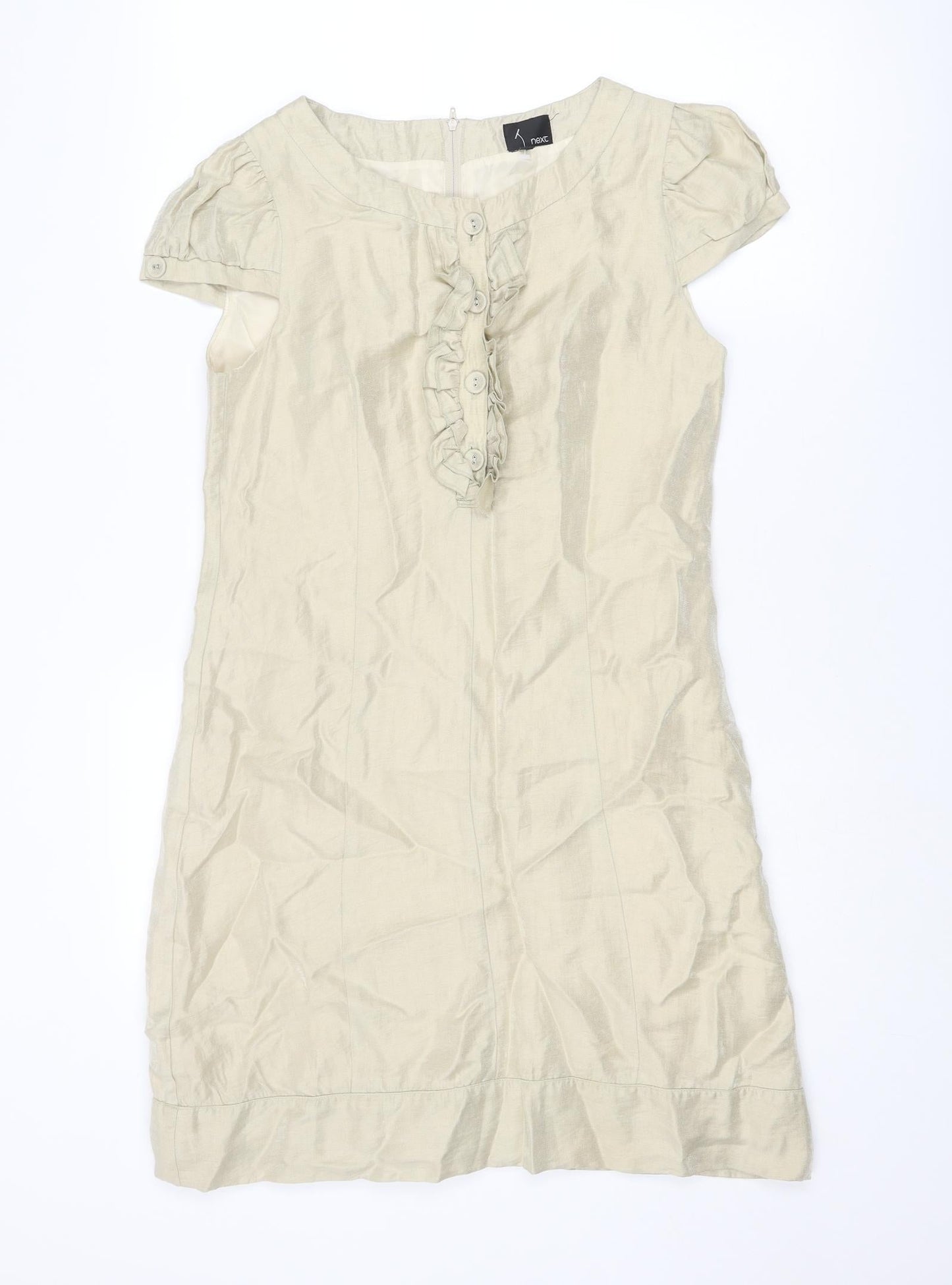 NEXT Womens Beige Linen Shift Size 12 Round Neck Zip