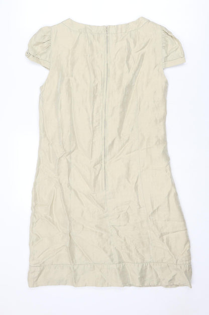 NEXT Womens Beige Linen Shift Size 12 Round Neck Zip