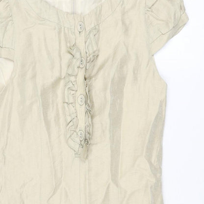 NEXT Womens Beige Linen Shift Size 12 Round Neck Zip