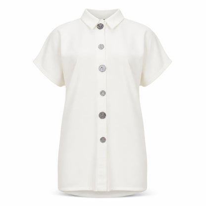 VERO MODA Womens White Polyester Shirt Dress Size M Collared Button