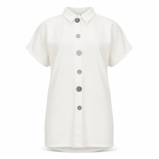VERO MODA Womens White Polyester Shirt Dress Size M Collared Button