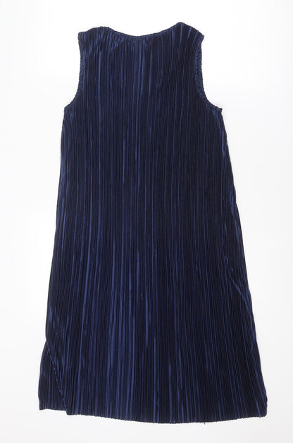 H&M Womens Blue Striped Polyester A-Line Size S Round Neck Pullover