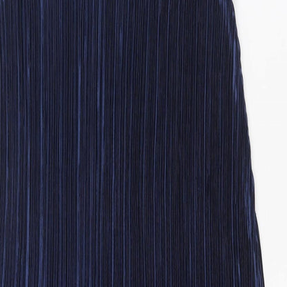 H&M Womens Blue Striped Polyester A-Line Size S Round Neck Pullover