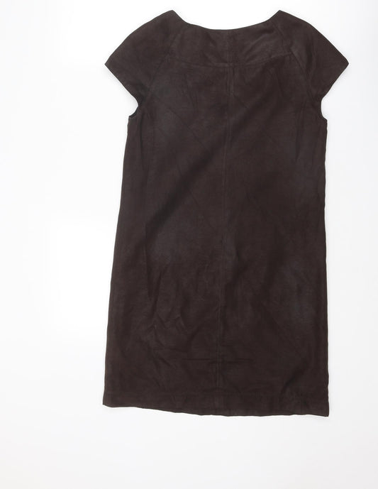 Zara Womens Brown Polyester Shift Size S Round Neck Pullover