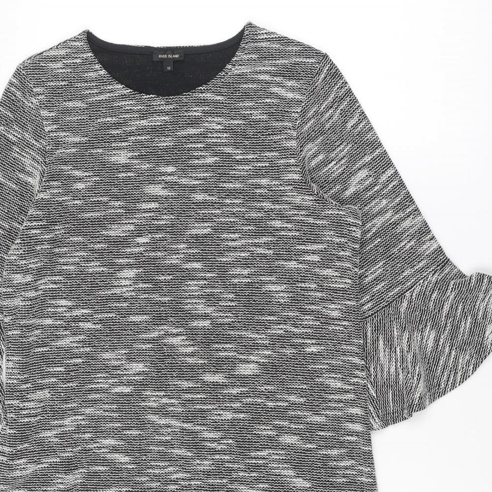 River Island Womens Grey Geometric Polyester A-Line Size 10 Round Neck Pullover