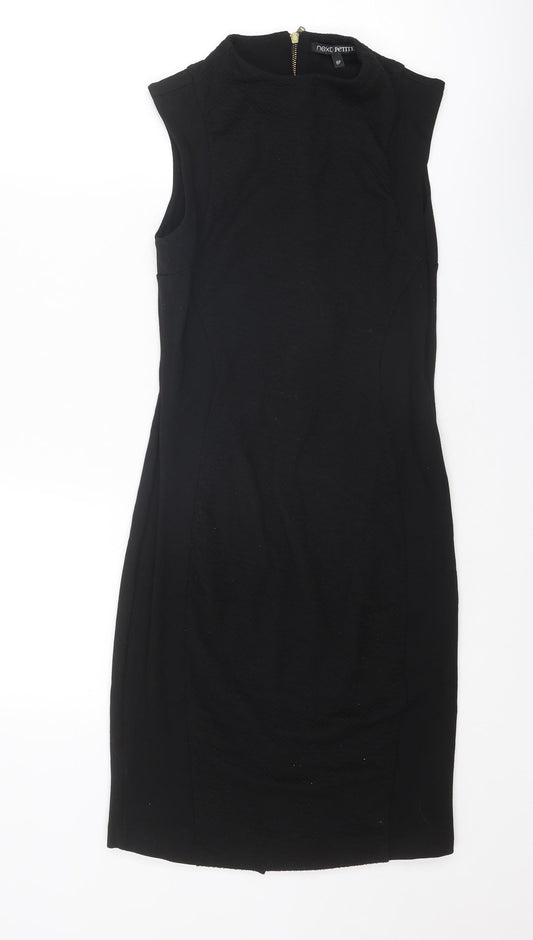 NEXT Womens Black Polyester Shift Size 8 Round Neck Zip