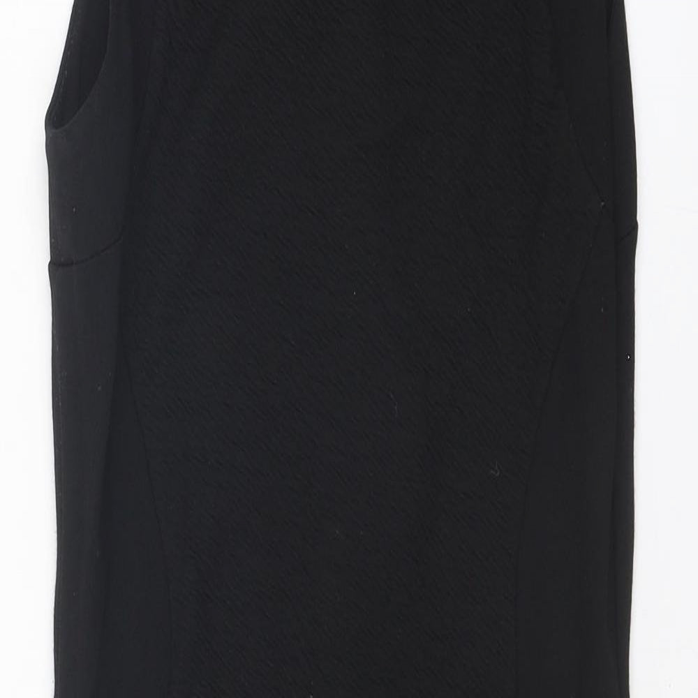 NEXT Womens Black Polyester Shift Size 8 Round Neck Zip