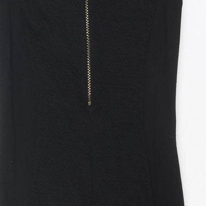 NEXT Womens Black Polyester Shift Size 8 Round Neck Zip