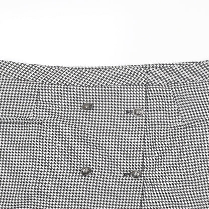 NEXT Womens Black Geometric Polyester A-Line Skirt Size 36 in Button - Houndstooth pattern