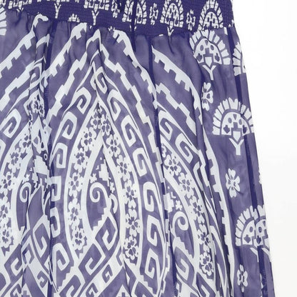 Monsoon Womens Blue Geometric Polyester Maxi Size L Off the Shoulder Pullover