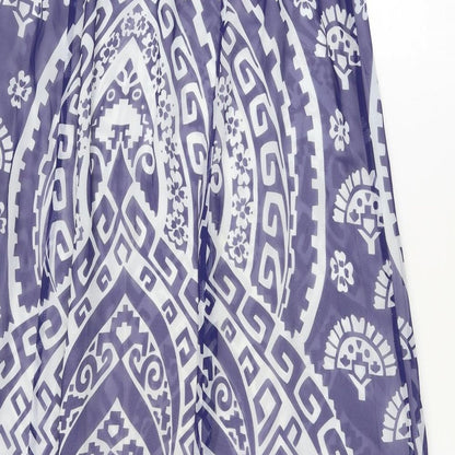 Monsoon Womens Blue Geometric Polyester Maxi Size L Off the Shoulder Pullover