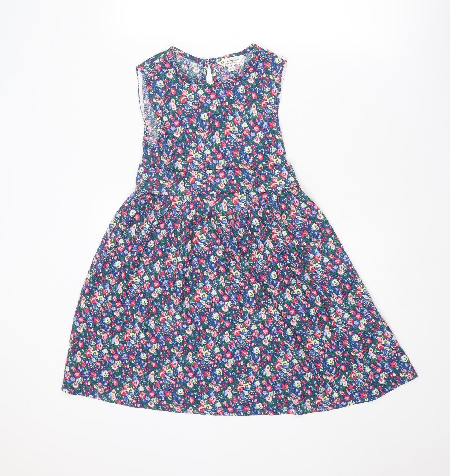 Miss Selfridge Womens Multicoloured Floral Polyester Fit & Flare Size 4 Boat Neck Button