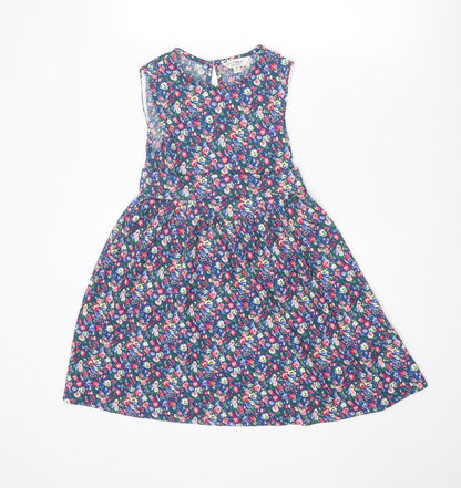 Miss Selfridge Womens Multicoloured Floral Polyester Fit & Flare Size 4 Boat Neck Button