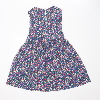 Miss Selfridge Womens Multicoloured Floral Polyester Fit & Flare Size 4 Boat Neck Button