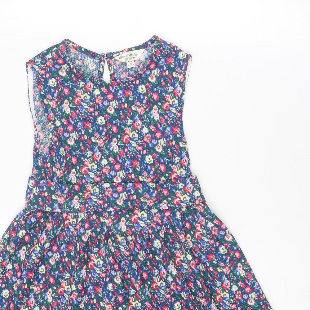 Miss Selfridge Womens Multicoloured Floral Polyester Fit & Flare Size 4 Boat Neck Button