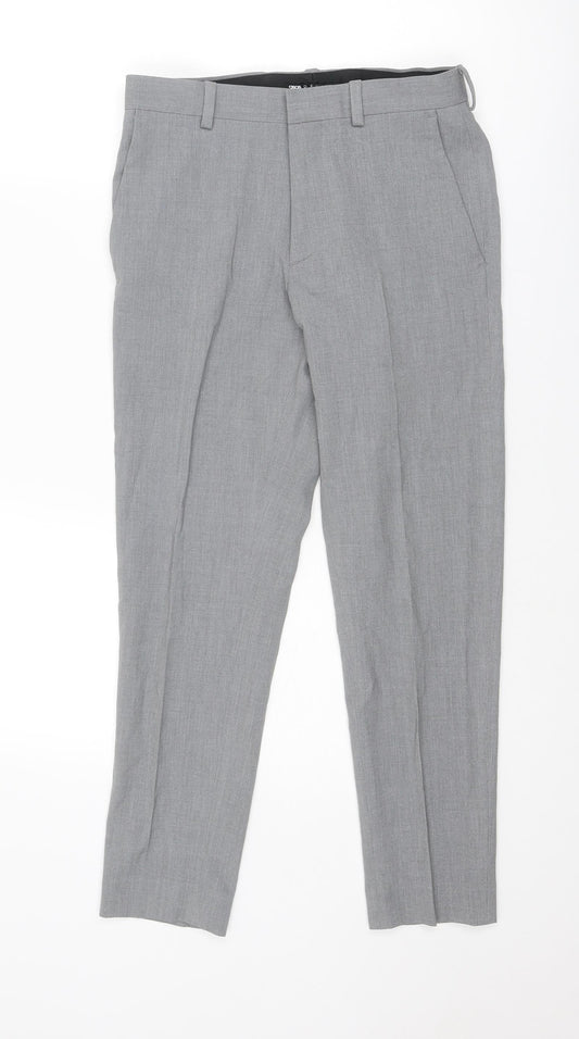 ASOS Mens Grey Polyester Chino Trousers Size 30 in L26 in Regular Zip