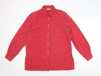Womens UK Size 14 Design Essentials Red Basic Button-Up