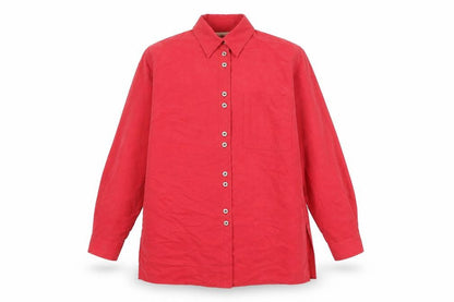 Womens UK Size 14 Design Essentials Red Basic Button-Up