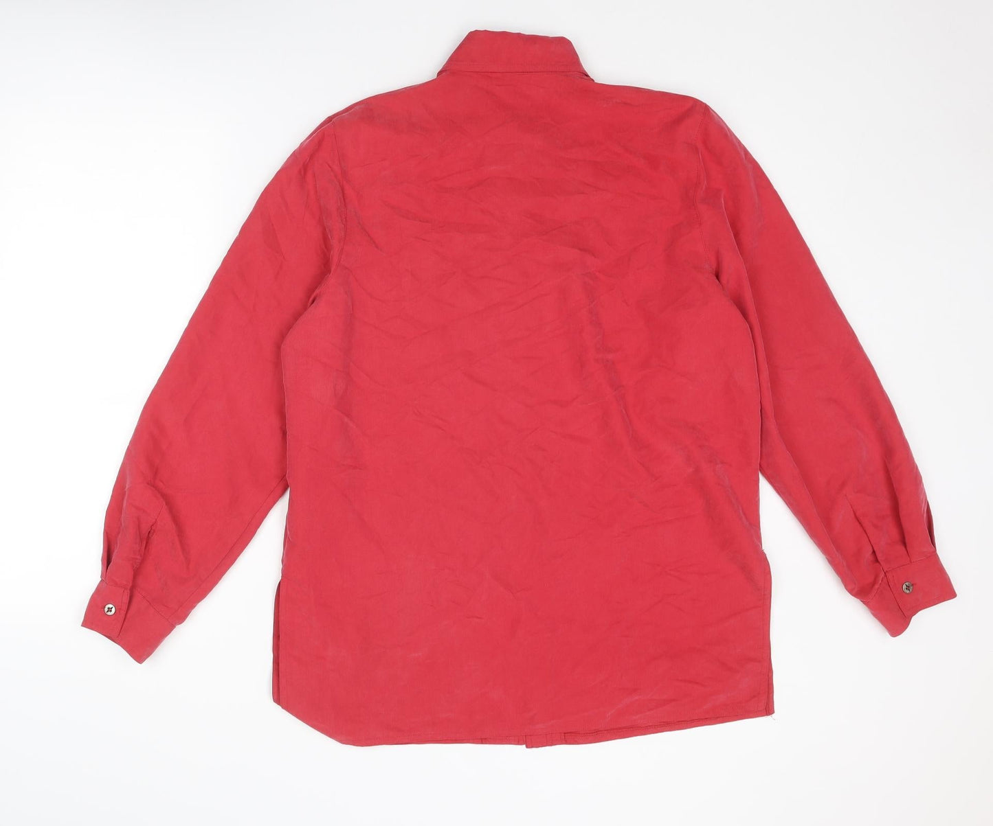 Womens UK Size 14 Design Essentials Red Basic Button-Up