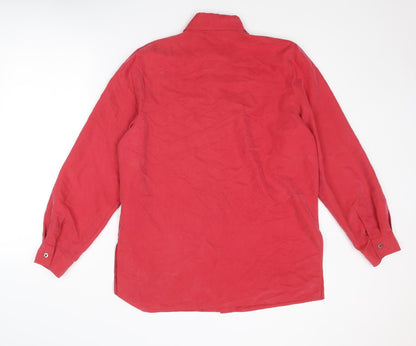 Womens UK Size 14 Design Essentials Red Basic Button-Up