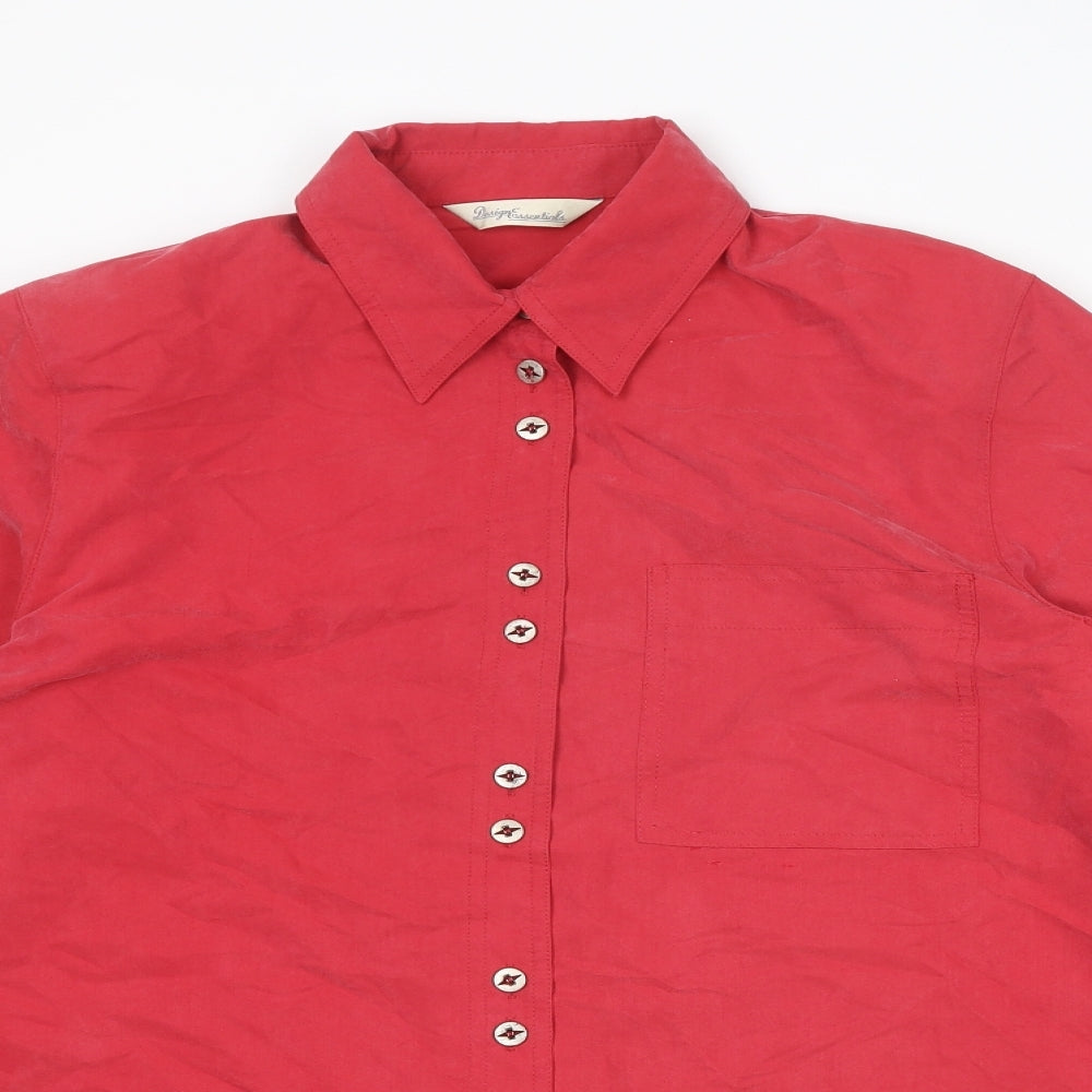 Womens UK Size 14 Design Essentials Red Basic Button-Up