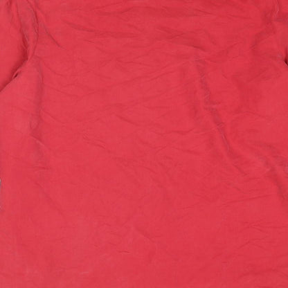 Womens UK Size 14 Design Essentials Red Basic Button-Up