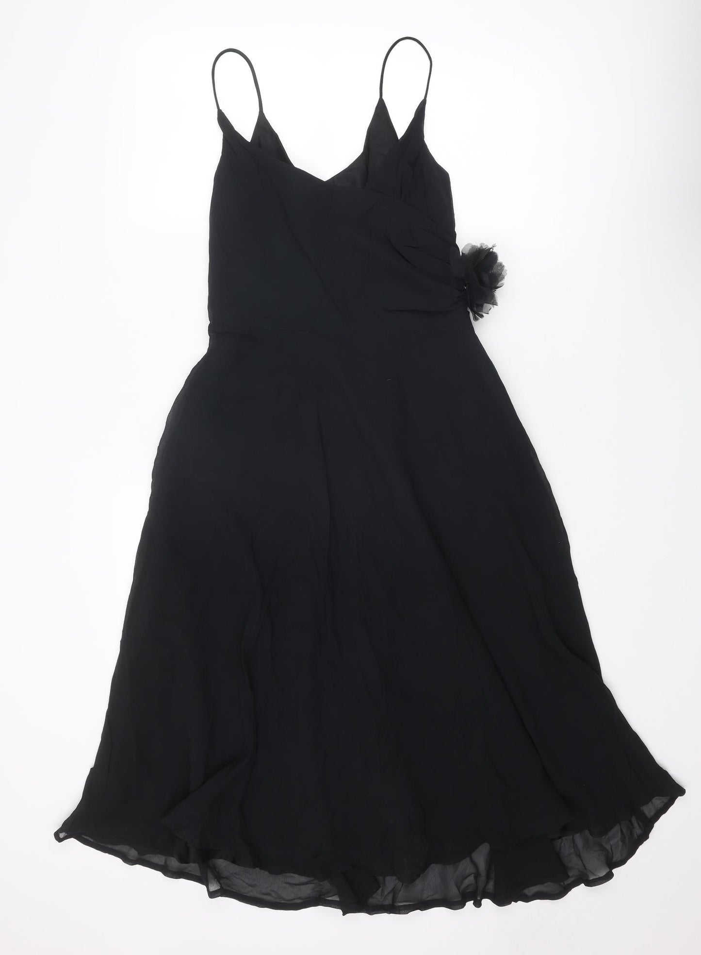 Monsoon Womens Black Polyester A-Line Size 12 V-Neck Zip