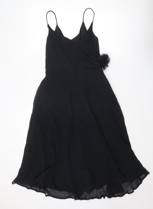 Monsoon Womens Black Polyester A-Line Size 12 V-Neck Zip