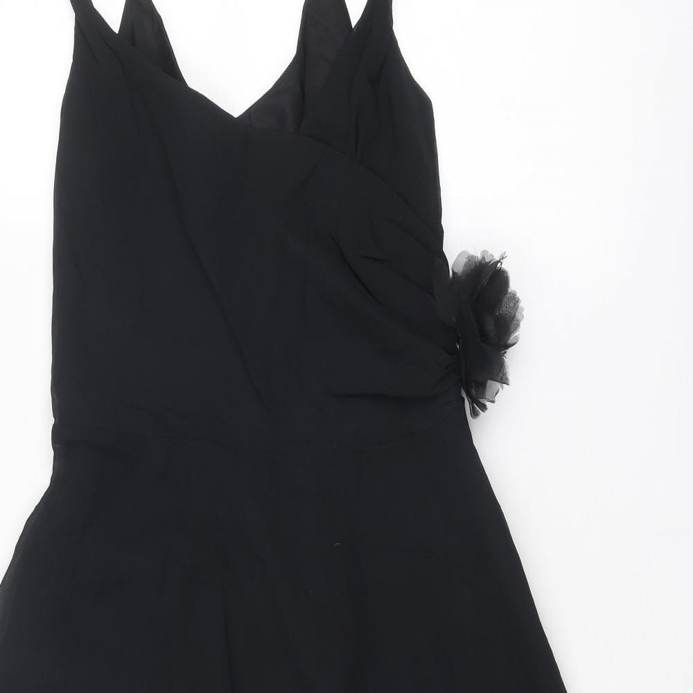 Monsoon Womens Black Polyester A-Line Size 12 V-Neck Zip