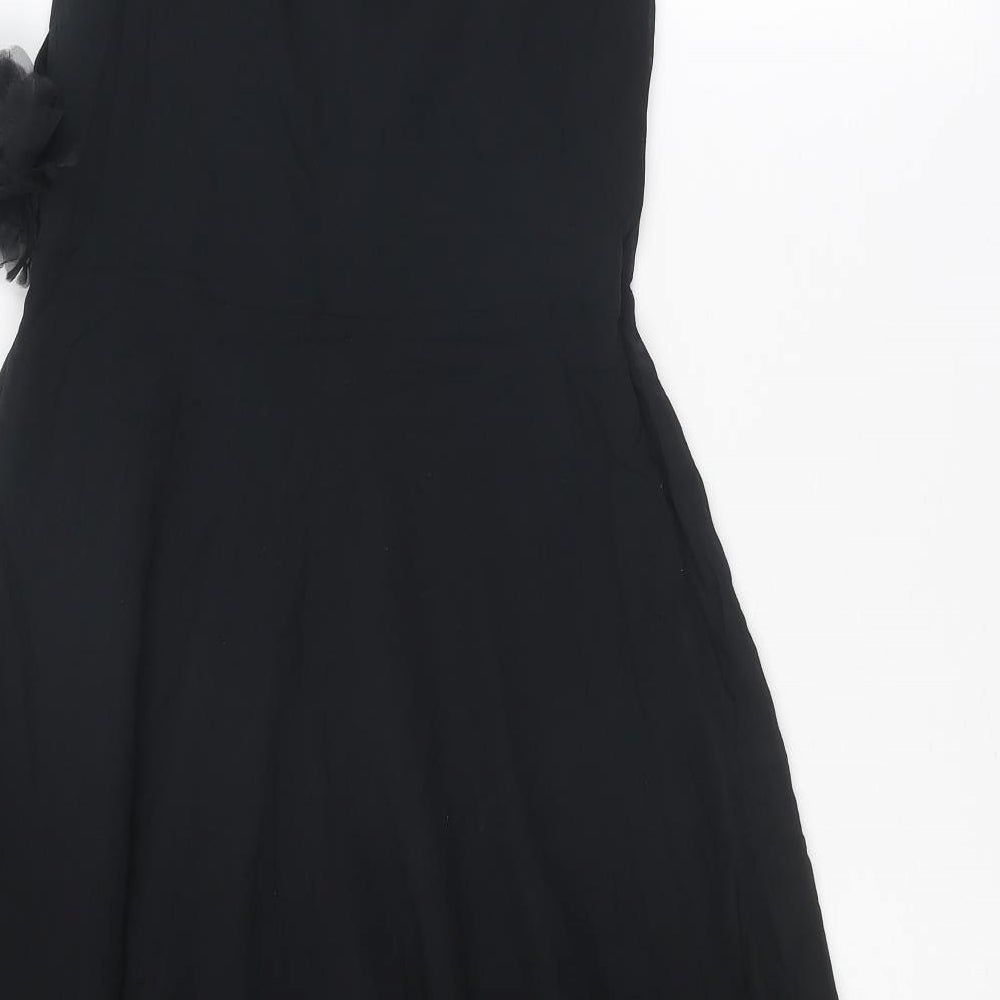 Monsoon Womens Black Polyester A-Line Size 12 V-Neck Zip