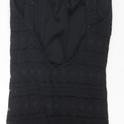 Topshop Womens Black Nylon Shift Size 8 Halter Button - Open Back