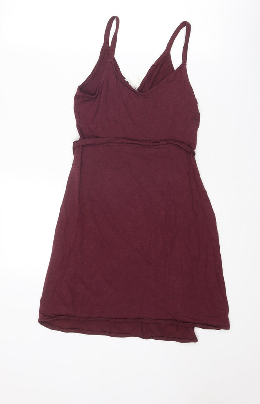 H&M Womens Purple Polyester Wrap Dress Size XS V-Neck Pullover