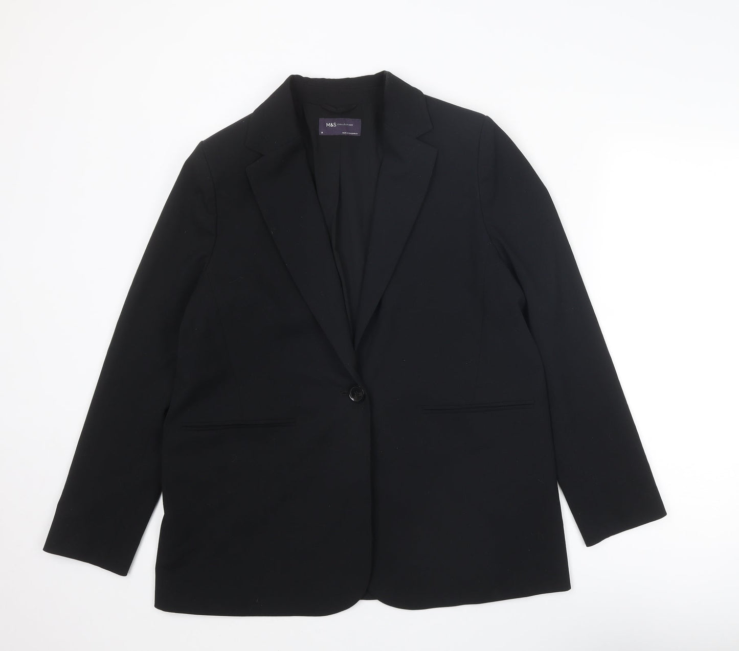 Marks and Spencer Womens Black Polyester Jacket Suit Jacket Size 14