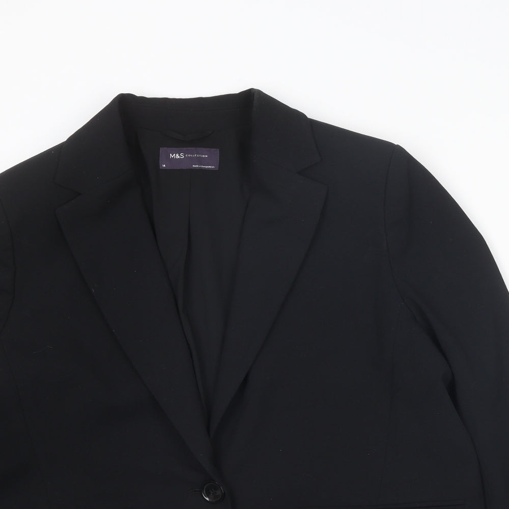 Marks and Spencer Womens Black Polyester Jacket Suit Jacket Size 14