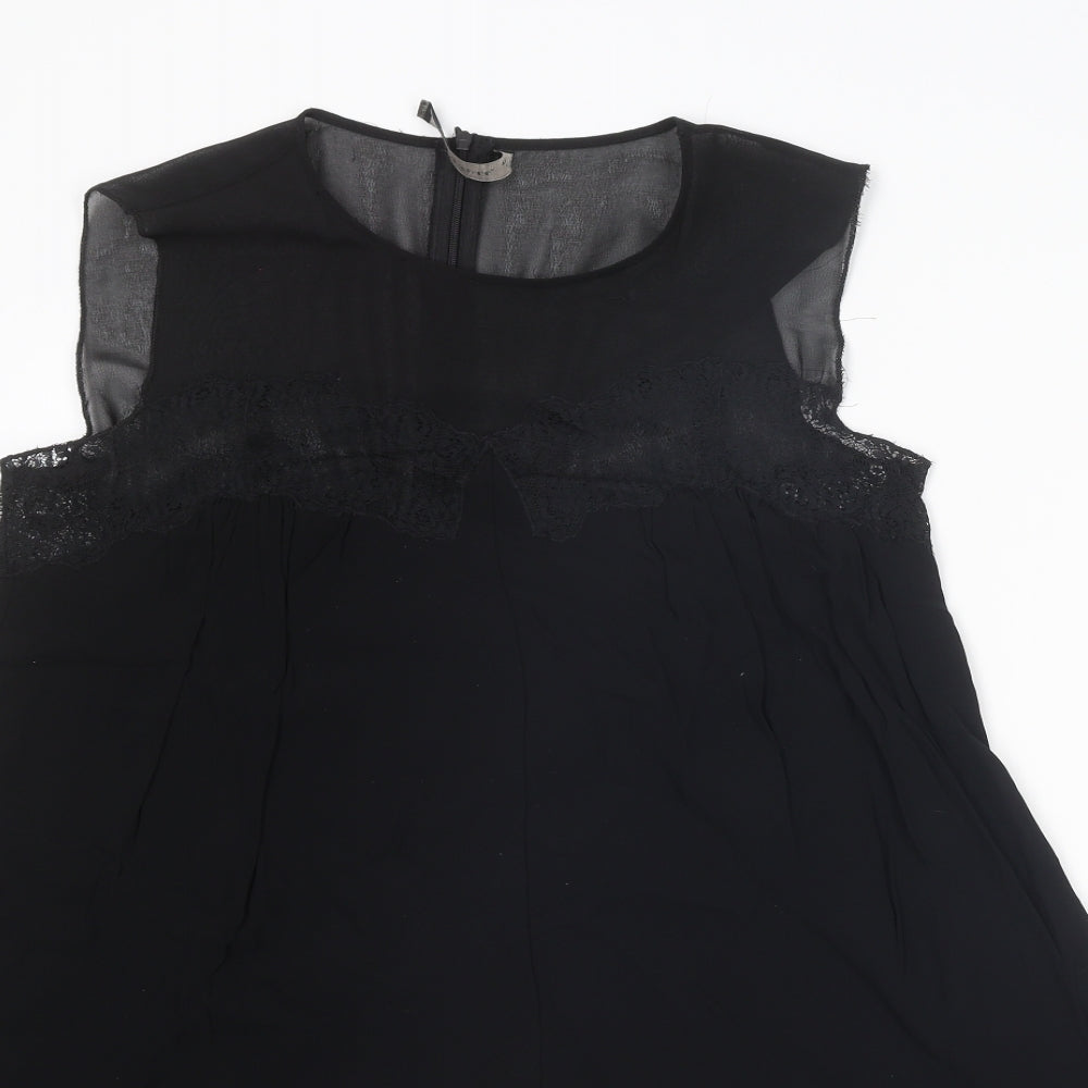 Zara Womens Black Polyester Playsuit One-Piece Size L L3 in Zip