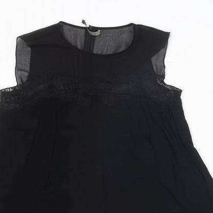 Zara Womens Black Polyester Playsuit One-Piece Size L L3 in Zip