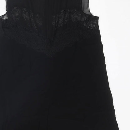 Zara Womens Black Polyester Playsuit One-Piece Size L L3 in Zip