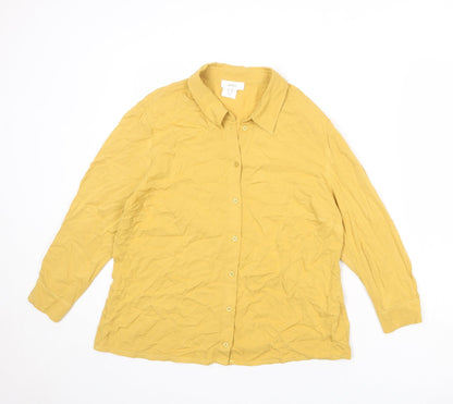 Womens UK Size 16 Mona Yellow Basic Button-Up