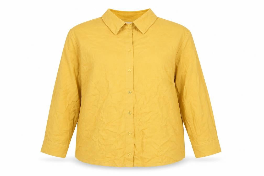 Womens UK Size 16 Mona Yellow Basic Button-Up