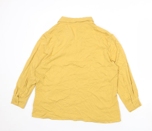 Womens UK Size 16 Mona Yellow Basic Button-Up